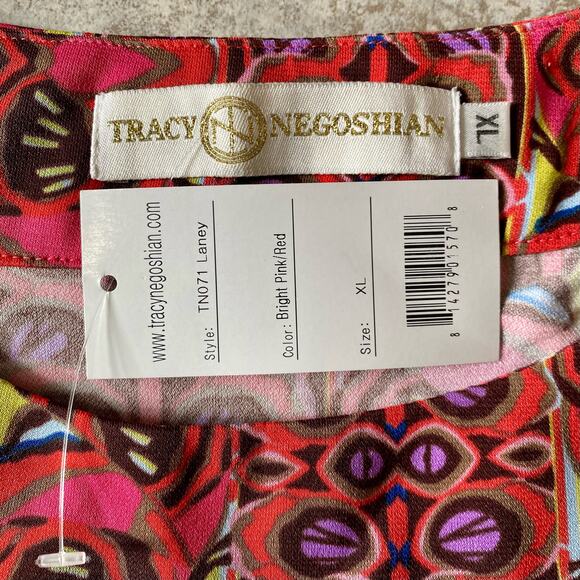 Tracy Negoshian Laney Bright Pink Red Print Shift Sleeveless Dress XL - Picture 5 of 10